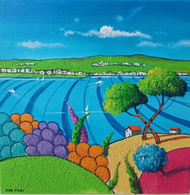 Pintura titulada "L'estate sul lago" por Giulio Morandi, Obra de arte original, Acrílico