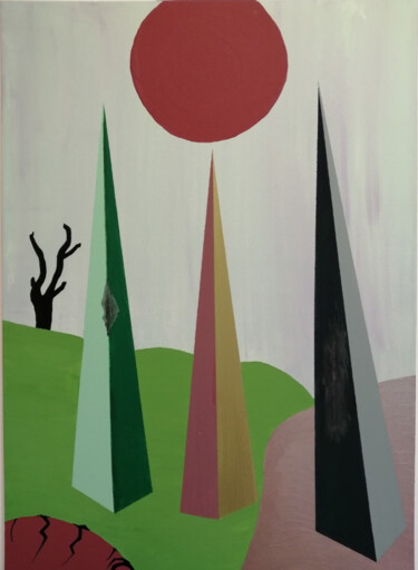 Painting titled "The hill sun - Il s…" by Giulio Valter Micioni, Original Artwork, Acrylic Mounted on Wood Stretcher frame