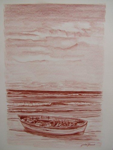 Disegno intitolato "barca alla deriva" da Giulio Ruocco, Opera d'arte originale