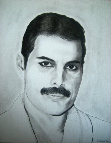 Pittura intitolato "Freddie Mercury" da Cristina Giuliani, Opera d'arte originale, Olio