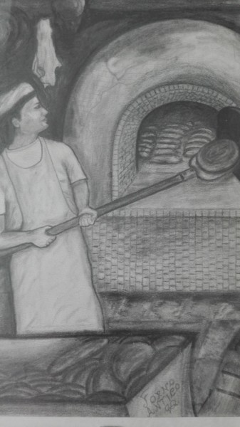 Dibujo titulada "Antico forno" por Pinoandrello, Obra de arte original, Lápiz