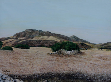 Painting titled "Campo di grano" by Giuseppa Matraxia, Original Artwork, Oil