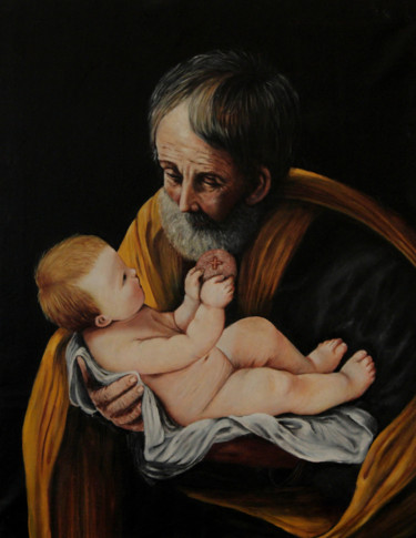 Pittura intitolato "San Giuseppe. Copia" da Giuseppa Matraxia, Opera d'arte originale
