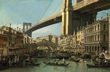 Digitale Kunst mit dem Titel "New Venice" von Bisha, Original-Kunstwerk, Digitale Malerei