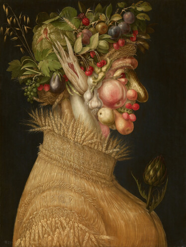 Painting titled "L'été" by Giuseppe Arcimboldo, Original Artwork, Oil