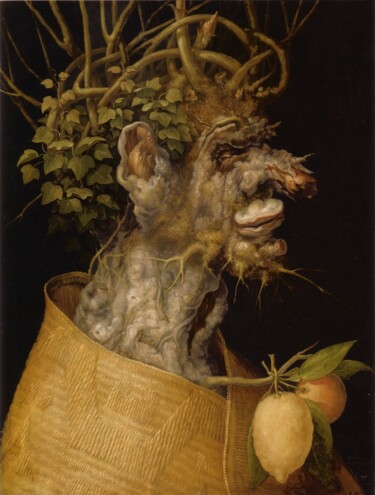 Pintura intitulada "L'allégorie de l'hi…" por Giuseppe Arcimboldo, Obras de arte originais, Óleo
