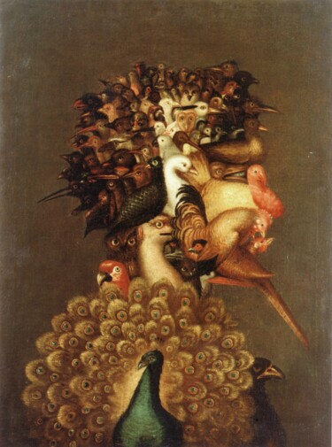 Painting titled "L'Air" by Giuseppe Arcimboldo, Original Artwork, Oil