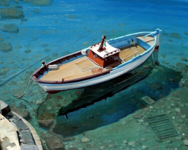 Pittura intitolato "barca" da Giuseppe Cacciapuoti, Opera d'arte originale, Olio
