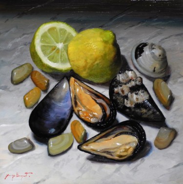 Pittura intitolato "frutti di mare" da Giuseppe Cacciapuoti, Opera d'arte originale