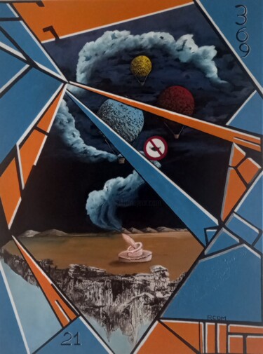 Malerei mit dem Titel "Nuovi Mondi" von Giuseppe Cantatore, Original-Kunstwerk, Öl