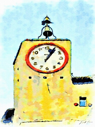 Torre con orologio (2) Arte digitale intitolato "Torre con orologio…" da Giuseppe Cocco, Opera d'arte originale, Acquarello