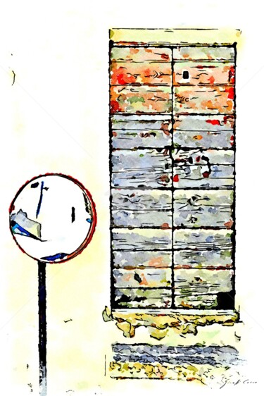 Arte digitale intitolato "Specchio con porta" da Giuseppe Cocco, Opera d'arte originale, Acquarello