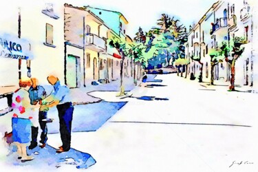 Arte digitale intitolato "Scorcio strada" da Giuseppe Cocco, Opera d'arte originale, Acquarello
