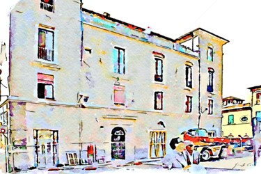 Digital Arts titled "Palazzo lesionato" by Giuseppe Cocco, Original Artwork, Watercolor