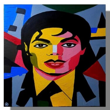 Painting titled "MJ" by Giuseppe D’Alessandro (JD), Original Artwork, Oil Mounted on Wood Panel