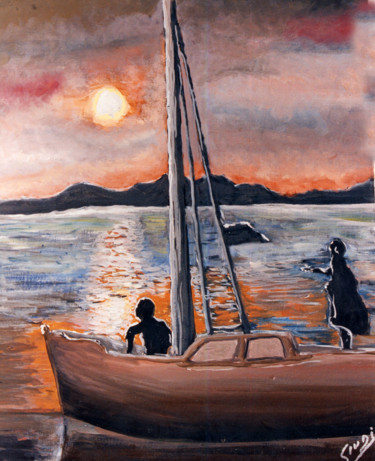 Peinture intitulée "Marina" par Giuseppe Dragoni, Œuvre d'art originale, Huile