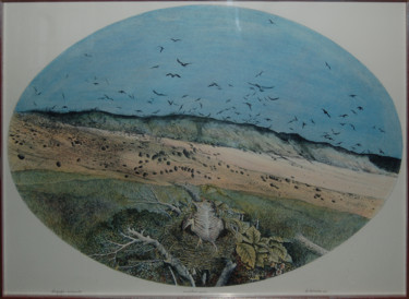 Pittura intitolato "Momento nel paesagg…" da Giuseppe Giannini, Opera d'arte originale, Acquarello