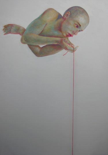 Malerei mit dem Titel "Filo rosso 5" von Giuseppe Jobin Tanzi, Original-Kunstwerk, Öl