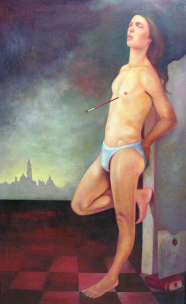 Картина под названием "S Sebastiano" - Giuseppe Jobin Tanzi, Подлинное произведение искусства, Масло