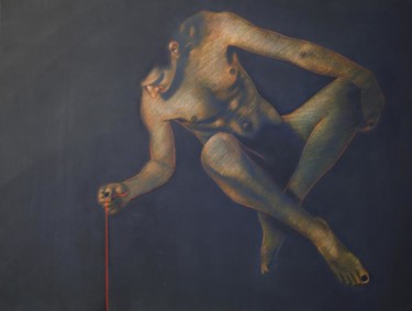 Pittura intitolato "Filo rosso 17" da Giuseppe Jobin Tanzi, Opera d'arte originale, Olio