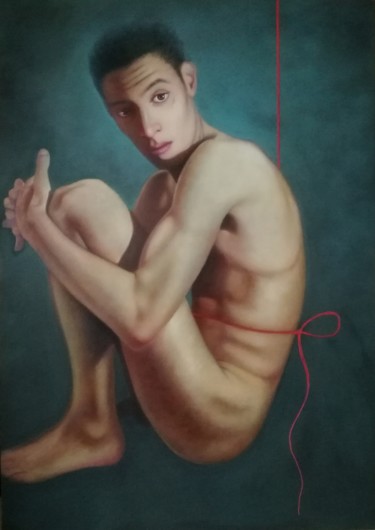 Картина под названием "Filo rosso ?" - Giuseppe Jobin Tanzi, Подлинное произведение искусства, Масло
