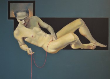 Картина под названием "Filo rosso 20/20" - Giuseppe Jobin Tanzi, Подлинное произведение искусства, Масло