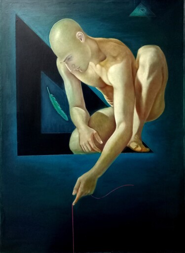 Картина под названием "Lucifero" - Giuseppe Jobin Tanzi, Подлинное произведение искусства, Масло Установлен на Деревянная ра…