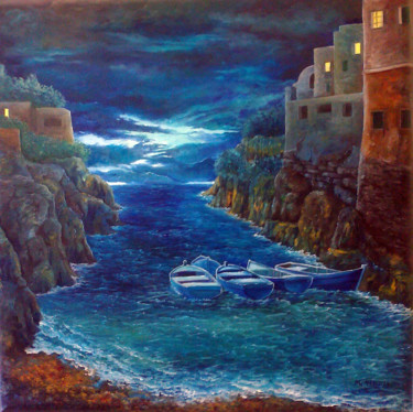 Pittura intitolato "Scorcio di costiera" da Giuseppe Mancuso, Opera d'arte originale, Olio