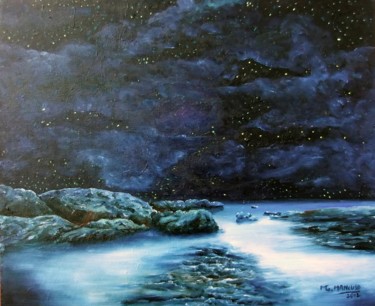 Painting titled "Notturno" by Giuseppe Mancuso, Original Artwork, Oil