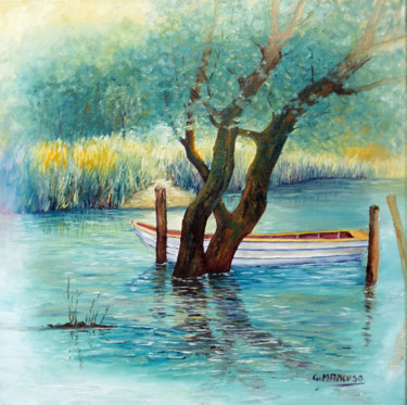 Painting titled "Sussurro d'acqua" by Giuseppe Mancuso, Original Artwork, Oil