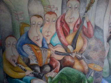 Pittura intitolato "Musicisti di strada" da Giuseppe Paolucci, Opera d'arte originale