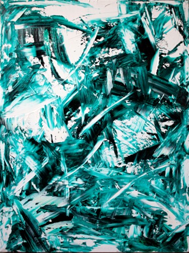 Painting titled "Phthalo blue green" by Giuseppe Pastore, Original Artwork, Oil