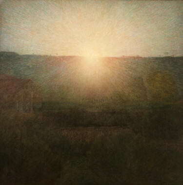 Painting titled "Le soleil" by Giuseppe Pellizza, Original Artwork, Oil