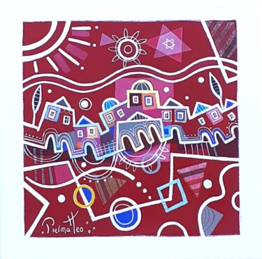 Картина под названием "Idyllique village" - Giuseppe Piermattéo, Подлинное произведение искусства, Акрил
