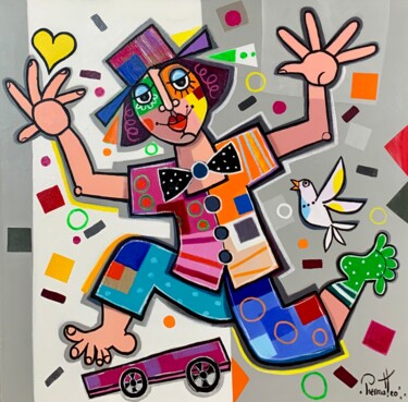 Painting titled "Le joyeux skater" by Giuseppe Piermattéo, Original Artwork, Acrylic