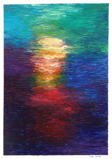 Painting titled "Tramonto Sul Lago R…" by Giuseppe Salmoiraghi, Original Artwork, Acrylic