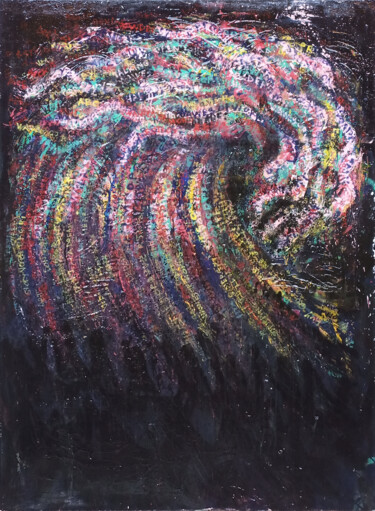 Malarstwo zatytułowany „Waves of words” autorstwa Giuseppe Valia, Oryginalna praca, Farba w spray'u Zamontowany na Drewniana…
