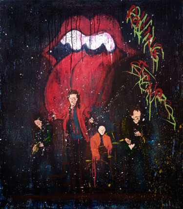 Schilderij getiteld "THE ROLLING STONES," door Giuseppe Valia, Origineel Kunstwerk, Acryl