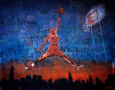 Peinture intitulée "Michael Jordan" par Giuseppe Valia, Œuvre d'art originale, Bombe aérosol