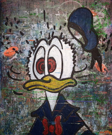 Schilderij getiteld "Stoned Duck" door Giuseppe Valia, Origineel Kunstwerk, Graffiti