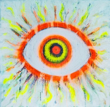 Schilderij getiteld "Sun is in your eyes" door Giuseppe Valia, Origineel Kunstwerk, Graffiti Gemonteerd op Frame voor houten…