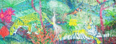 Картина под названием "Live a Jungle life…" - Giuseppe Valia, Подлинное произведение искусства, Акрил Установлен на Деревянн…