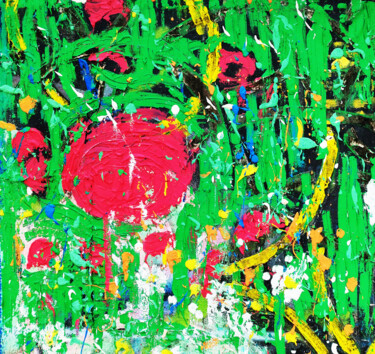 Malarstwo zatytułowany „Street Gardens in r…” autorstwa Giuseppe Valia, Oryginalna praca, Farba w spray'u Zamontowany na Dre…