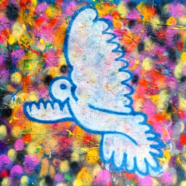 Pintura titulada "Street Dove SX" por Giuseppe Valia, Obra de arte original, Pintura al aerosol Montado en Bastidor de camil…