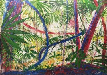 Painting titled "In the Jungle" by Giuseppe Valia, Original Artwork, Spray paint Mounted on Wood Stretcher frame