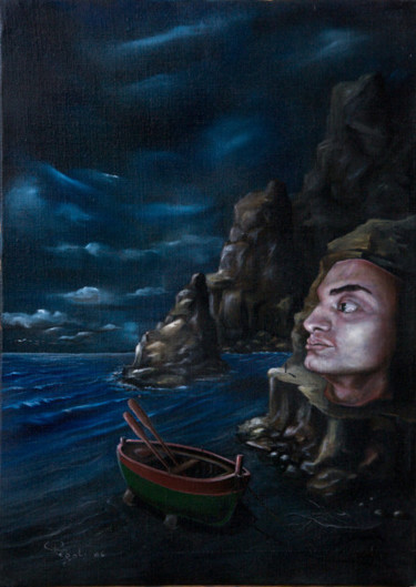 Painting titled "dream of an immigra…" by Giuseppe Alberto Regoli, Original Artwork, Oil