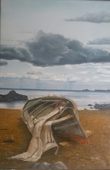 Ζωγραφική με τίτλο "Barca su spiaggia d…" από Giuseppina Catalano, Αυθεντικά έργα τέχνης, Λάδι