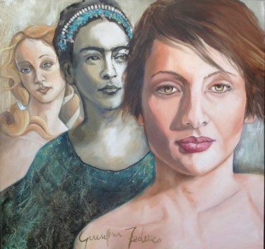 Painting titled "ICONE NEL TEMPO" by Giuseppina Federico, Original Artwork, Oil Mounted on Wood Stretcher frame
