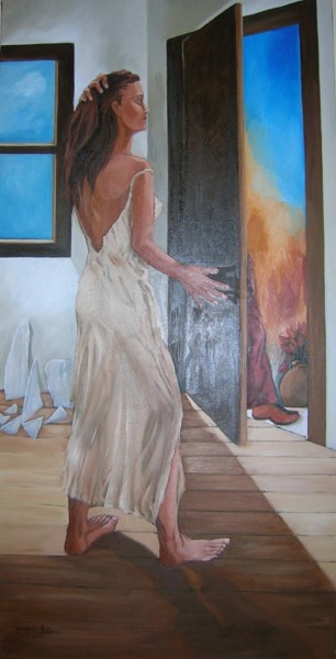 Pintura titulada "LA PORTA APERTA" por Giuseppina Federico, Obra de arte original, Oleo Montado en Bastidor de camilla de ma…