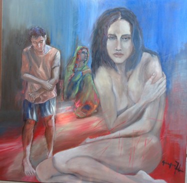 Pintura titulada "LINEA DI CONFINE" por Giuseppina Federico, Obra de arte original, Oleo Montado en Bastidor de camilla de m…